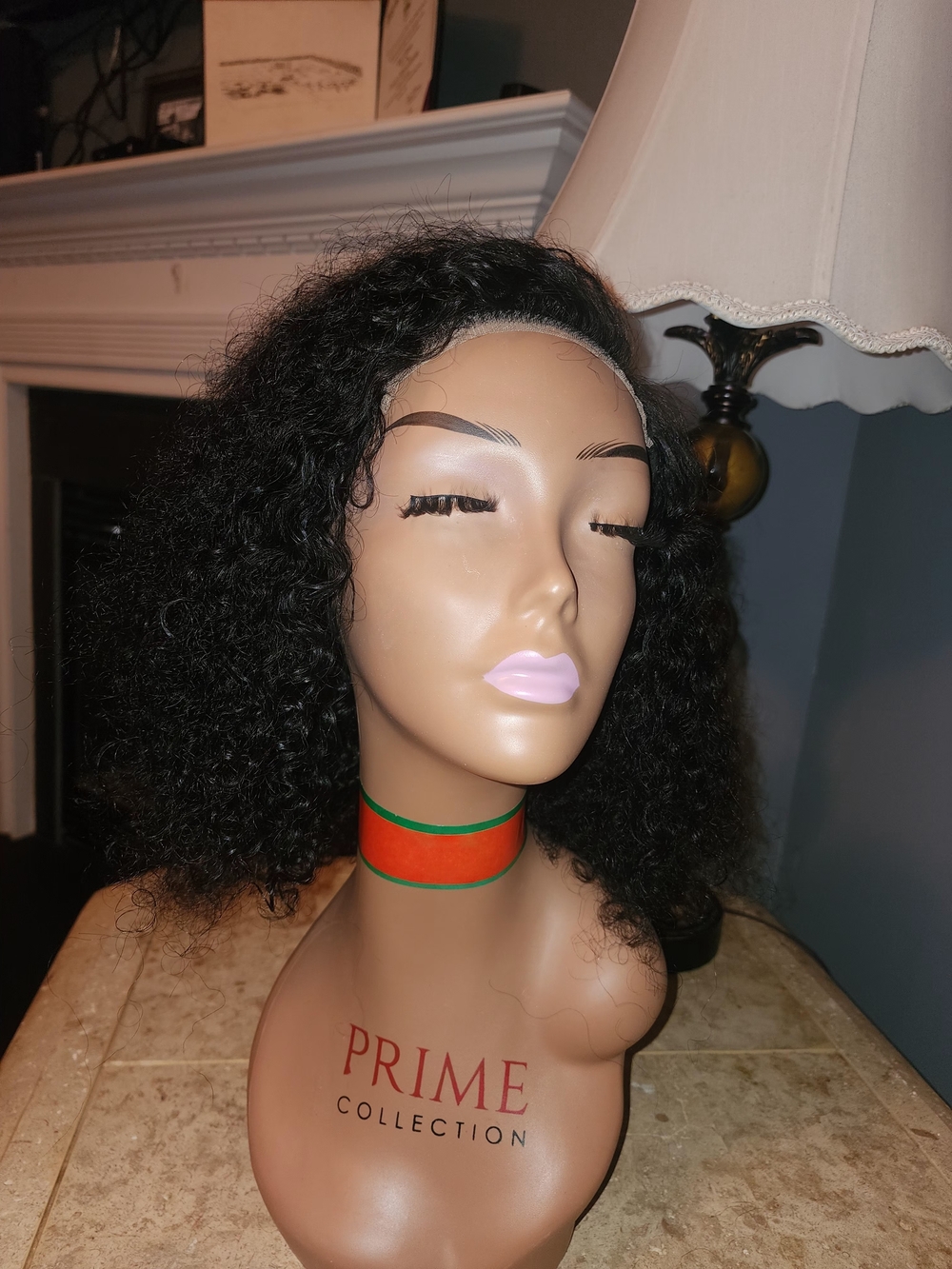 Natural Black Curly Lace Front Wig % Human Hair